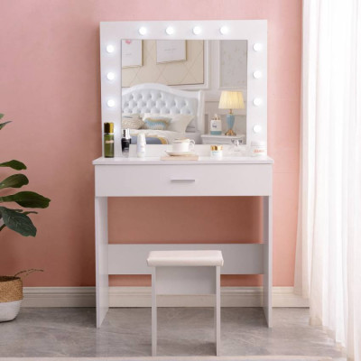 Postazione trucco con specchio LED e sgabello Headey