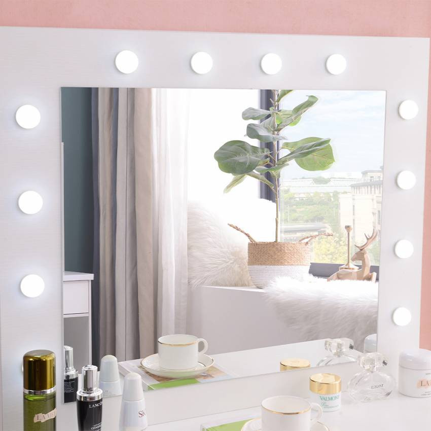 Postazione trucco con specchio LED e sgabello Headey