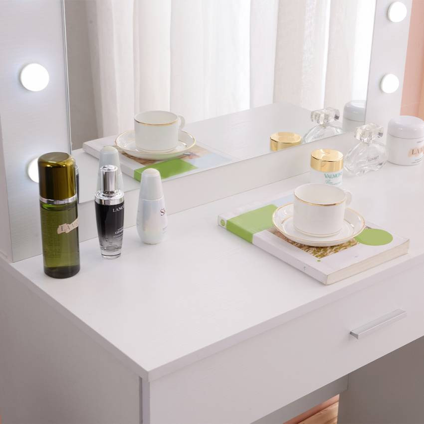 Postazione trucco con specchio LED e sgabello Headey