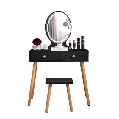 Postazione trucco nero con cassetti e specchio LED Williams
