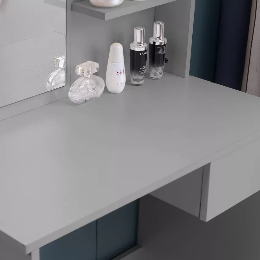 Postazione trucco angolare con 3 specchi LED design moderno Hepburn