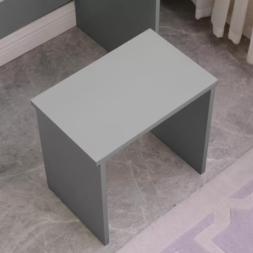 Postazione trucco grigio con cassetti e specchio Stone