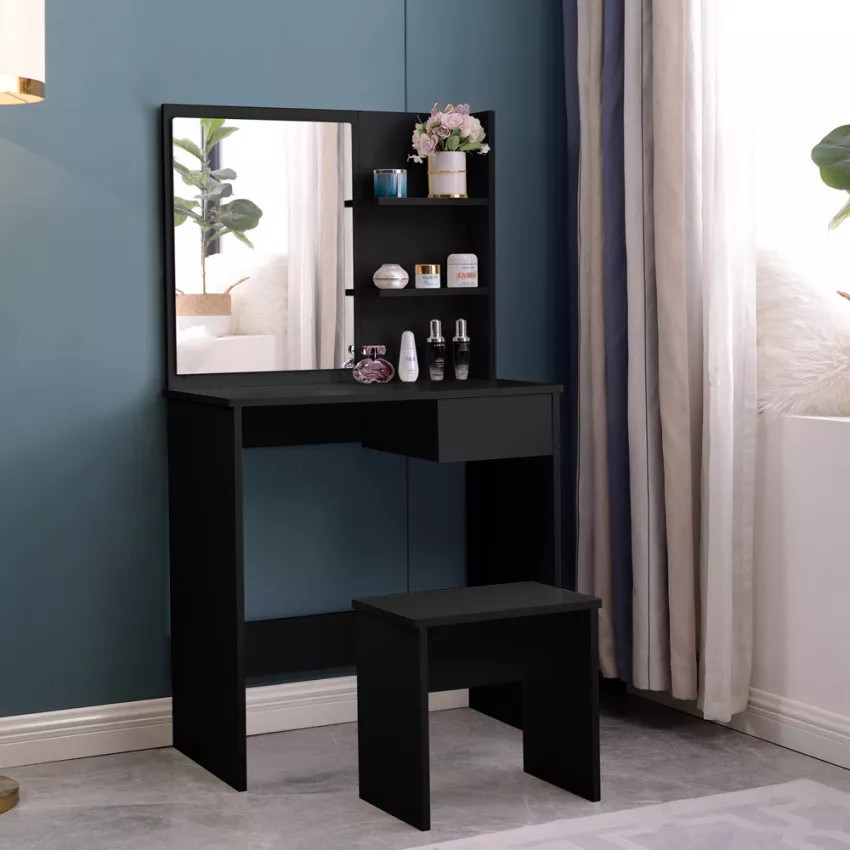 Postazione trucco con specchio cassetto e sgabello Winslet