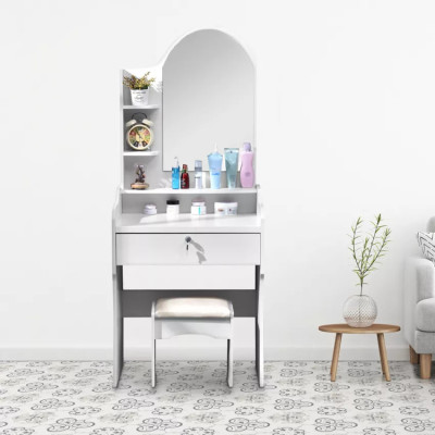 Postazione trucco con specchio e sgabello moderno Bullock