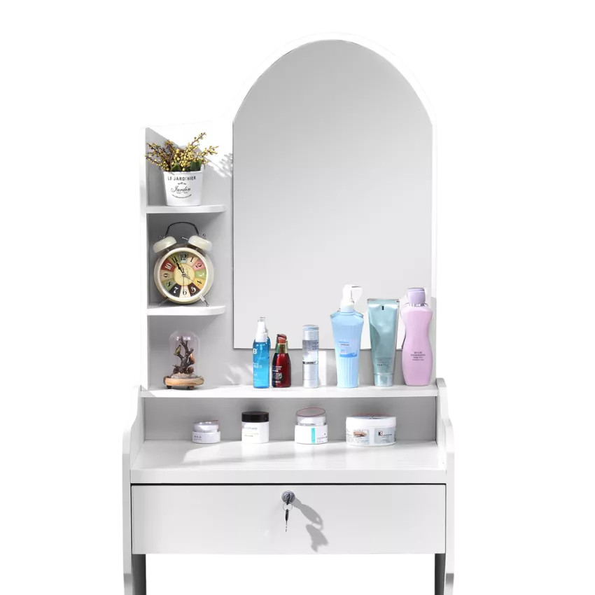 Postazione trucco con specchio e sgabello moderno Bullock