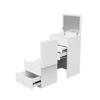 Postazione trucco con specchio e cassettiera compatta Lively