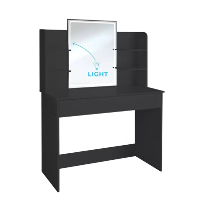 Postazione trucco moderno nero con specchio LED Green