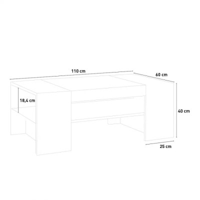 Tavolino basso in legno bianco finitura ardesia design moderno Perla