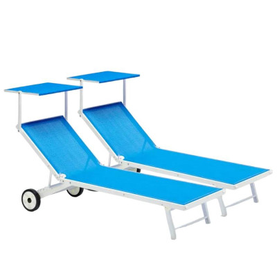 Set di 2 lettini prendisole con ruote in alluminio Barcellona
