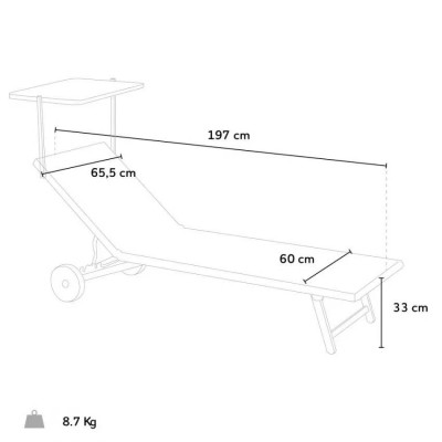 Set di 20 lettini prendisole con ruote in alluminio Barcellona