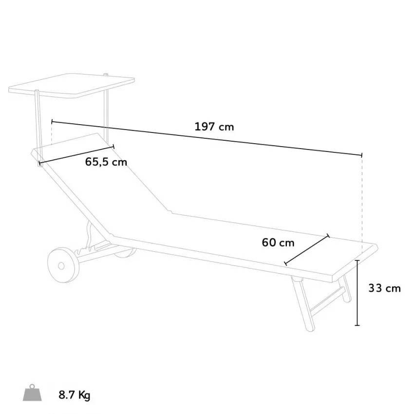 Set di 20 lettini prendisole con ruote in alluminio Barcellona