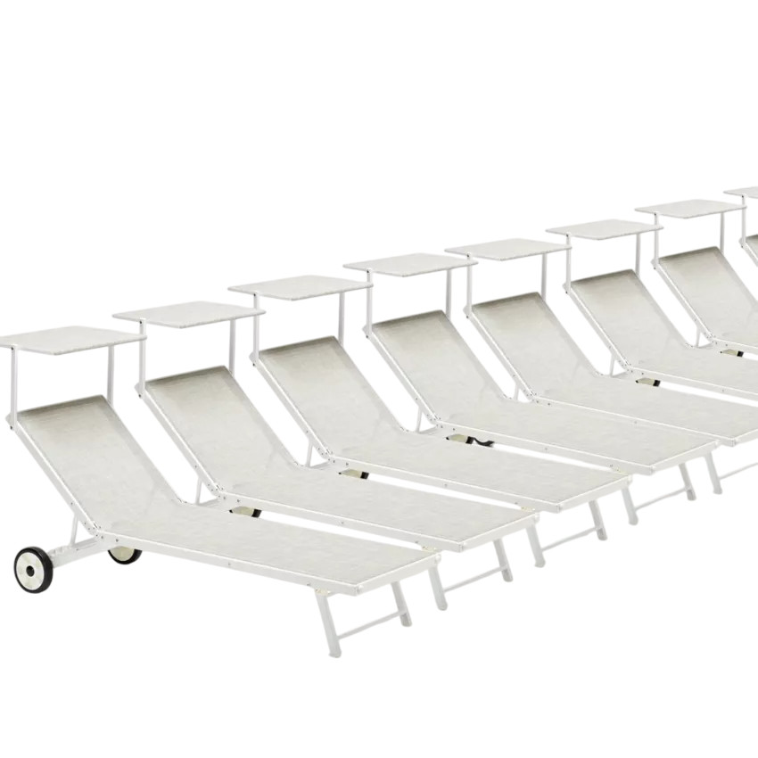 Set di 20 lettini prendisole con ruote in alluminio Barcellona
