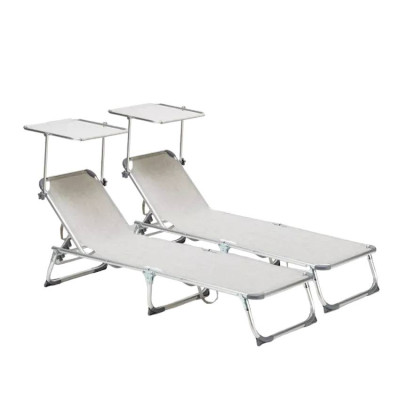 2 lettini prendisole con parasole robusti Dubai