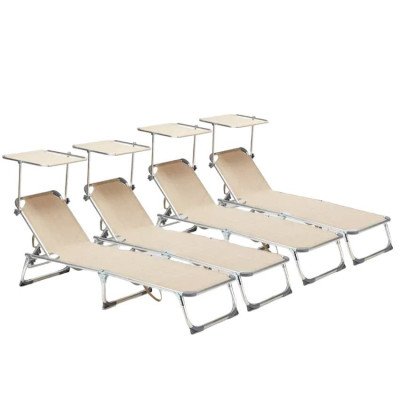 4 lettini prendisole con parasole robusti Dubai