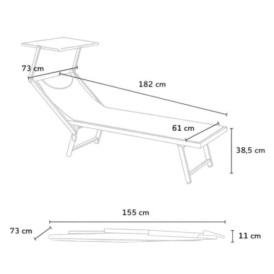 Set di 4 lettini da sole con parasole sdraio da spiaggia Hawaii