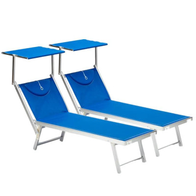Set di 2 lettini da sole con parasole sdraio da spiaggia Hawaii