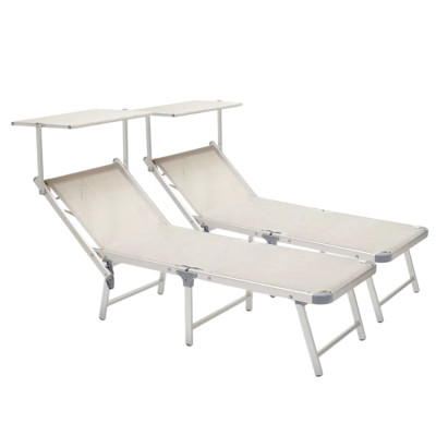 2 lettini da giardino pieghevoli moderni per piscina Fiji