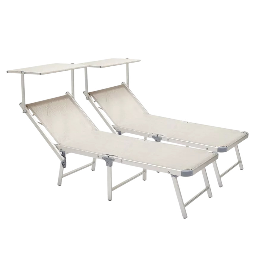 2 lettini da giardino pieghevoli moderni per piscina Fiji