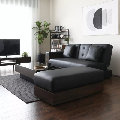 Divano letto 3 posti pouf portabicchieri e contenitore Ginepro