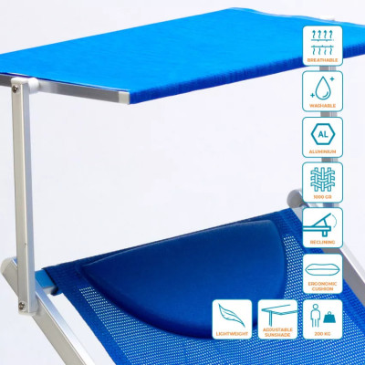Lettino prendisole professionale da spiaggia robusto alluminio Phuket