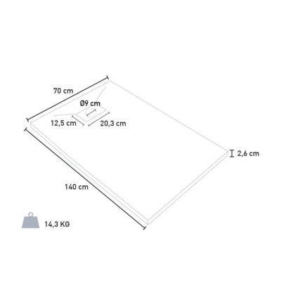 Piatto doccia 140x70 cm design moderno in vetroresina Corallo