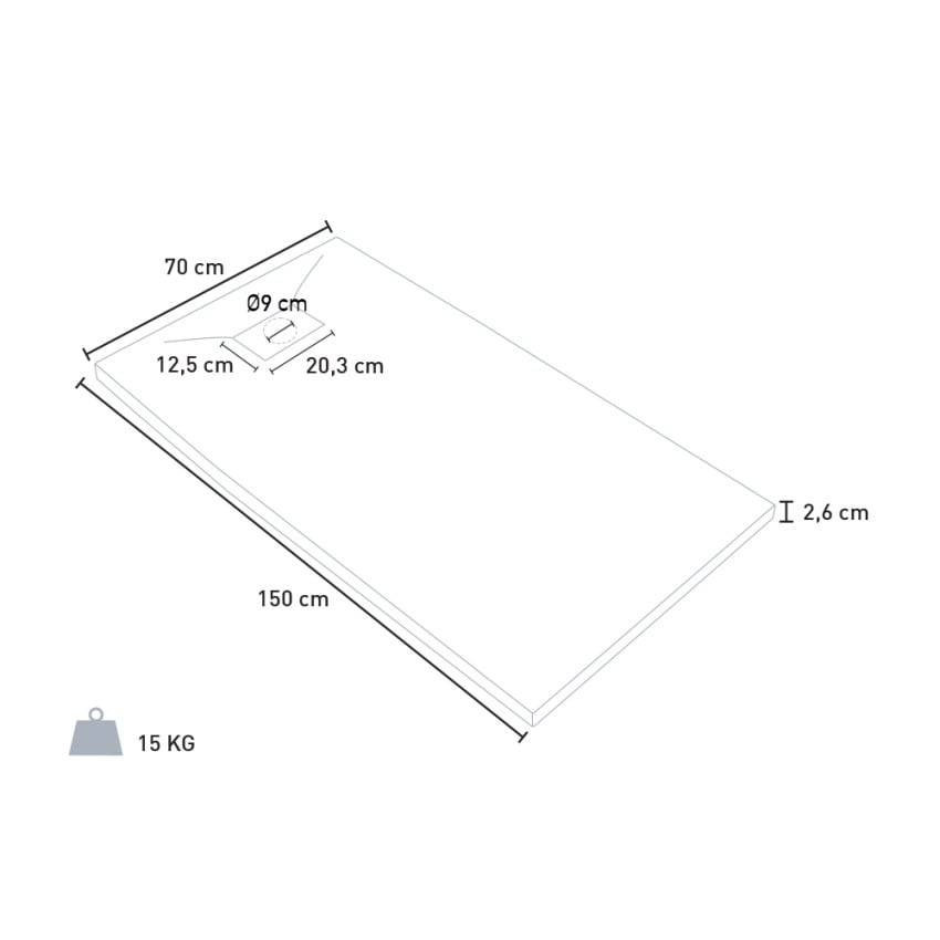 Piatto doccia 150x70 cm design moderno in vetroresina Onde