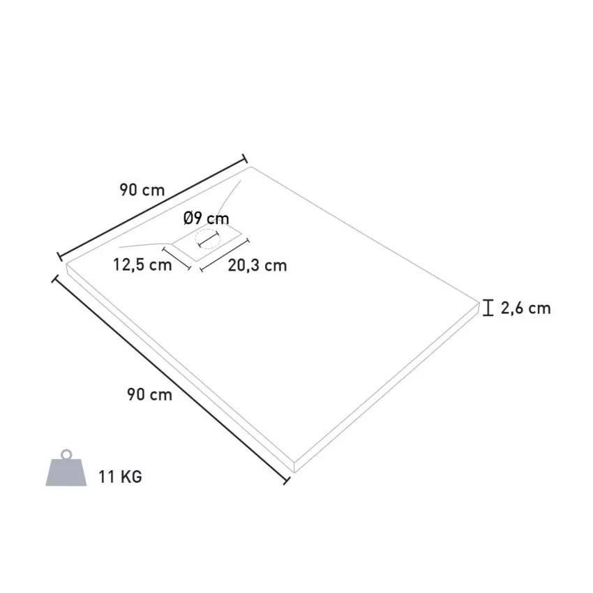 Piatto doccia 90x90 cm design moderno in vetroresina Delfino