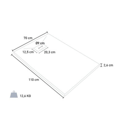 Piatto doccia 110x70 cm design moderno in vetroresina Oceano