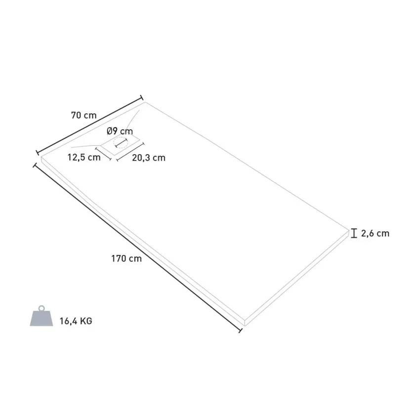 Piatto doccia rettangolare 170x70 cm in vetroresina Conchiglia