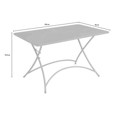Tavolo pieghevole rettangolare 120x70cm per giardino esterno Onice