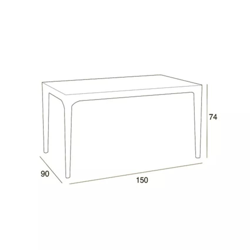 Tavolo rettangolare da esterno 150x90cm giardino bar ristorante Annwn