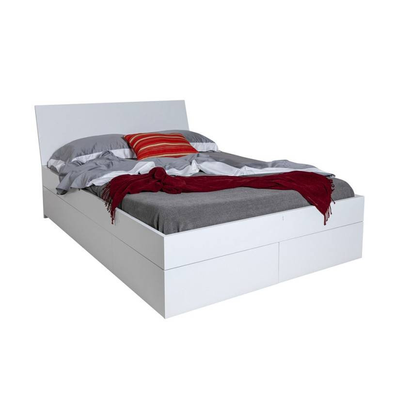 Letto matrimoniale 160x200 bianco laccato contenitore cassetti Arpa