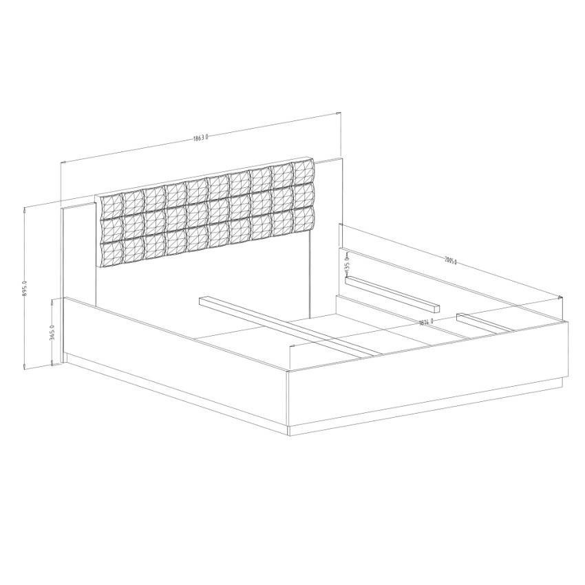 Letto matrimoniale 180x200 con contenitore e testiera design Sfera