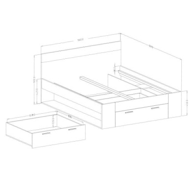 Letto matrimoniale 160x200cm contenitore rovere doghe ProfumoDiLuna