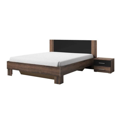 Letto matrimoniale 160x200 doghe 2 comodini rovere nero Candido
