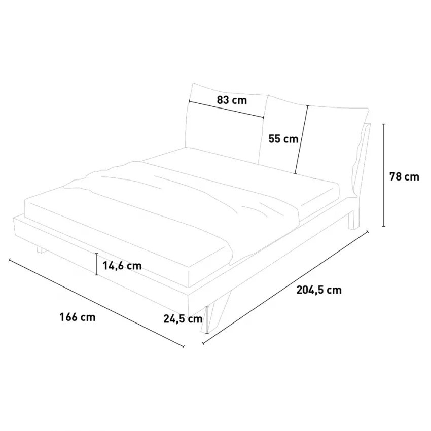 Letto design moderno 2 posti 160x190 con doghe e cuscini Intimità