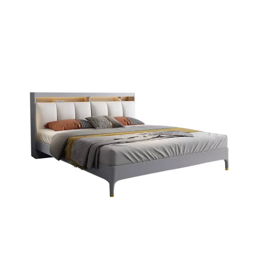 Letto matrimoniale 160x200 con contenitore LED porta USB Riparo