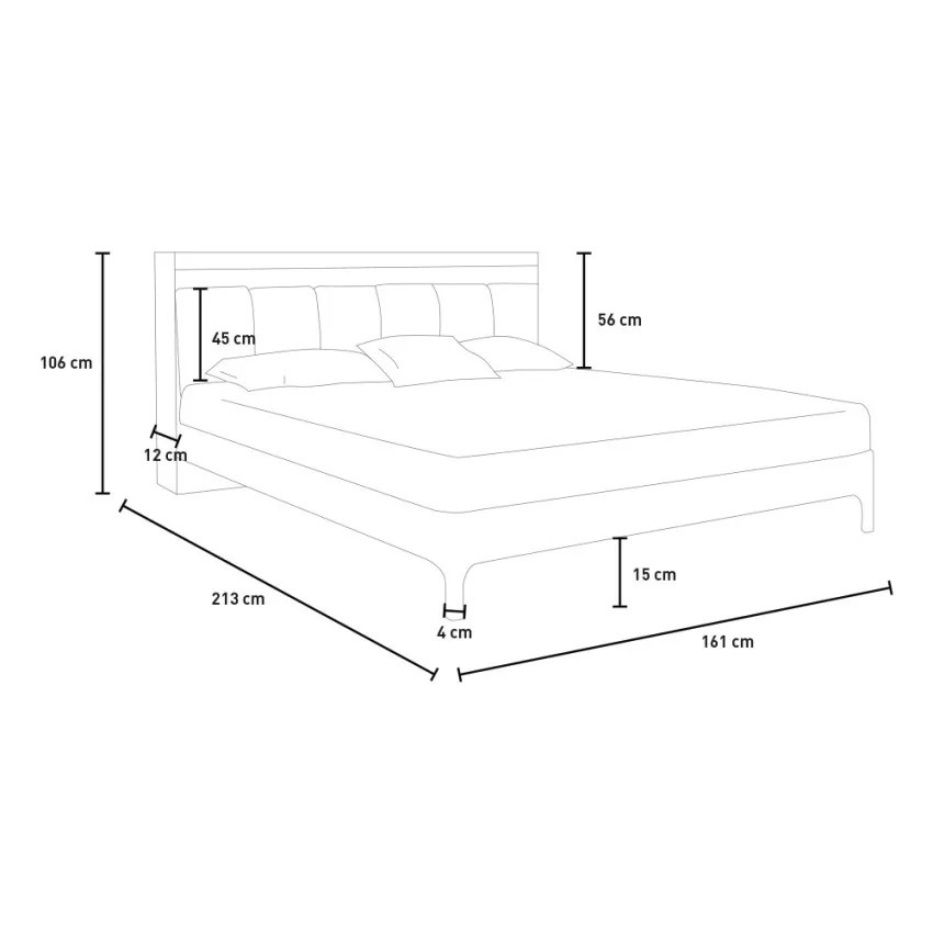Letto matrimoniale 160x200 con contenitore LED porta USB Riparo