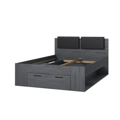 Letto una piazza e mezza 140x200 con cassetto in rovere scuro Nuvola