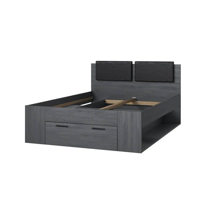 Letto una piazza e mezza 140x200 con cassetto in rovere scuro Nuvola