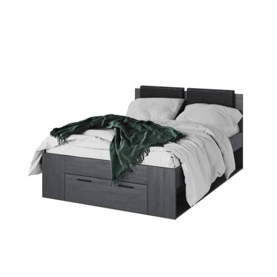 Letto una piazza e mezza 140x200 con cassetto in rovere scuro Nuvola