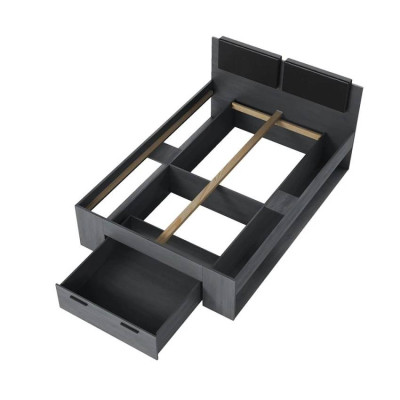 Letto una piazza e mezza 140x200 con cassetto in rovere scuro Nuvola