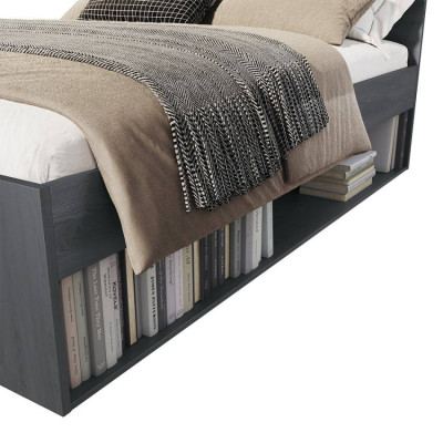 Letto una piazza e mezza 140x200 con cassetto in rovere scuro Nuvola