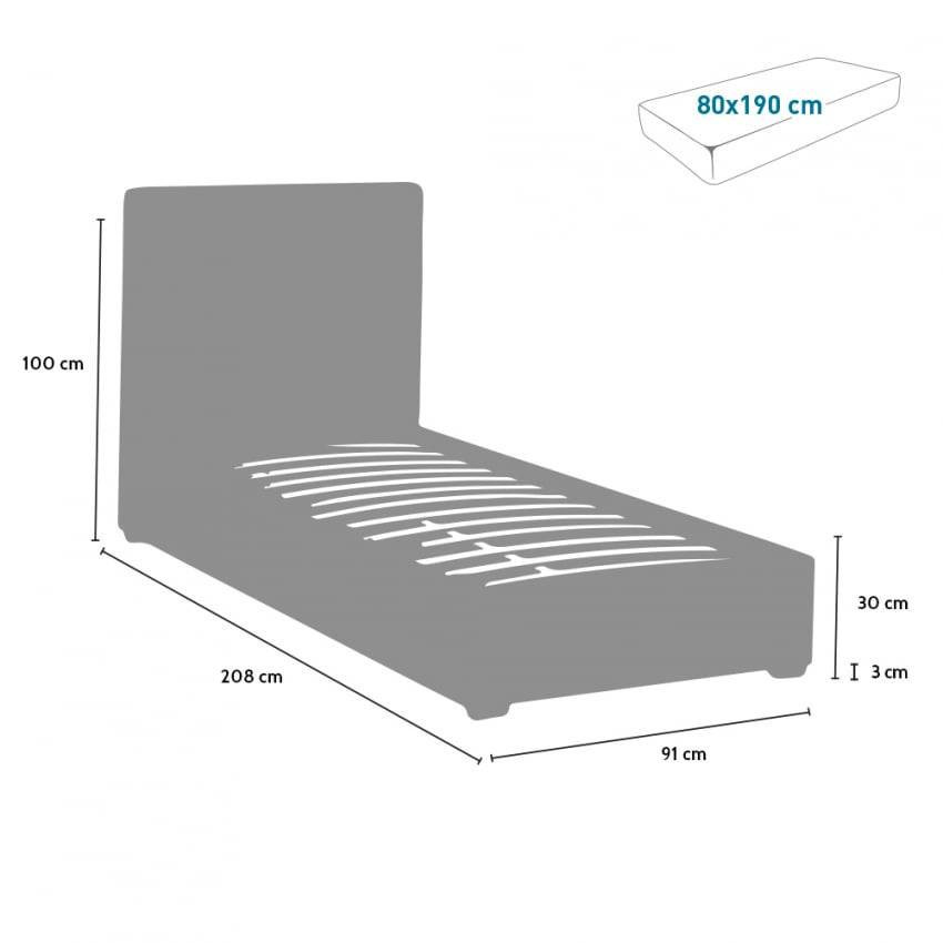 Letto singolo in tessuto 80x190 doghe camera bambino AttimoDiPace