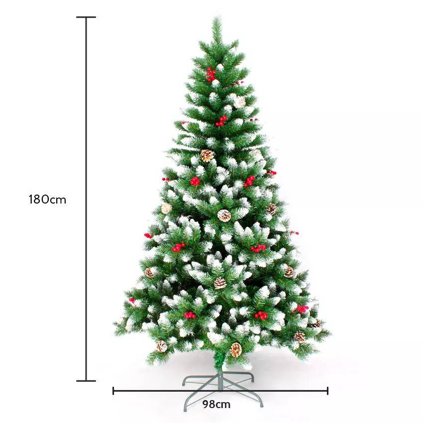 Albero di Natale artificiale 180 cm con decorazioni e base Stoccolma
