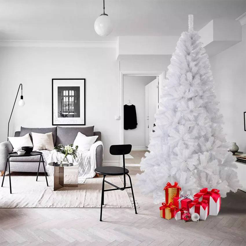Albero di natale artificiale bianco 240 cm ecologico Lund