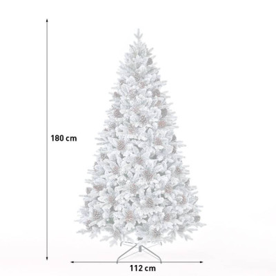 Albero di natale artificiale di 180 cm con neve e pigne Södertälje