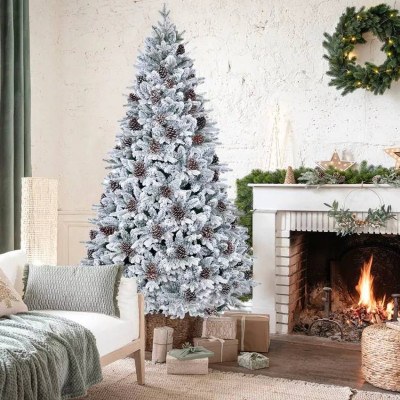 Albero di natale artificiale di 210 cm con neve e pigne Täby