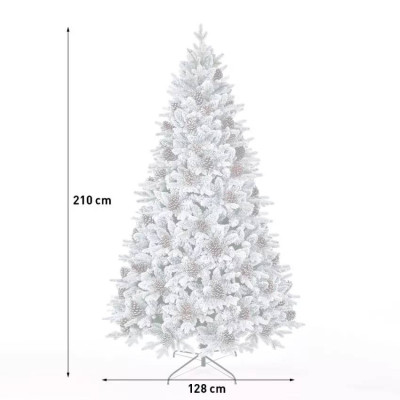 Albero di natale artificiale di 210 cm con neve e pigne Täby