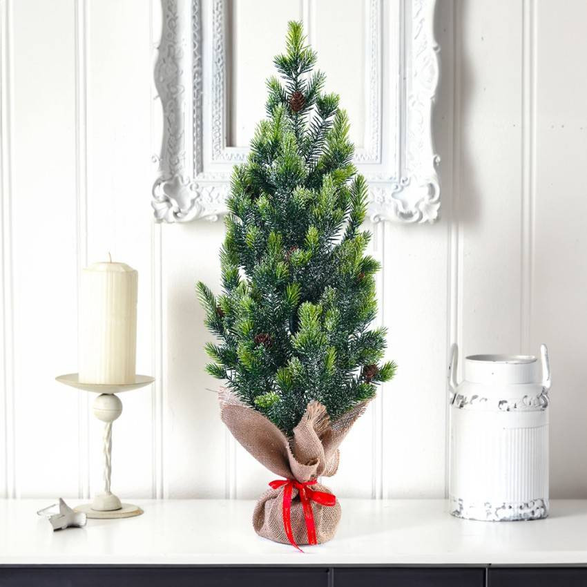 Albero di natale artificiale di 50 cm con pigne effetto neve Karlstad